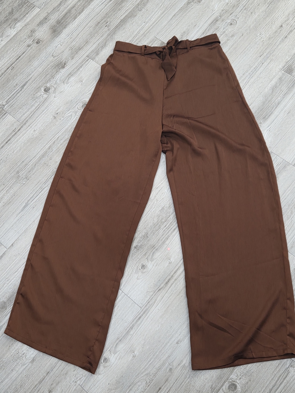 Women's Wide-Leg Tie-Waist Pants - Brown